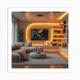 Futuristic Living Room 1 Art Print