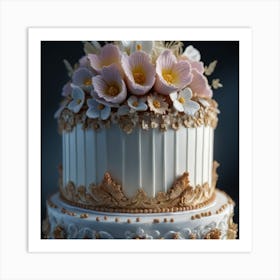Wedding Cake With Flowers Art Print