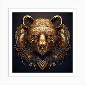 Ornate Bear Head Art Print
