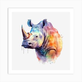 Rhino Watercolor Painting 1 Póster