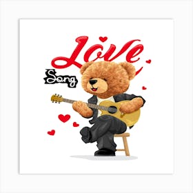 Teddy Bear Playing Guitar Art Print