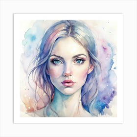 Watercolor Portrait Of A Girl Art Print