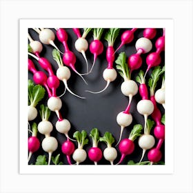 Radishes In A Heart Shape Art Print