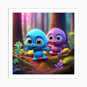 Little Monsters In The Forest Art Print