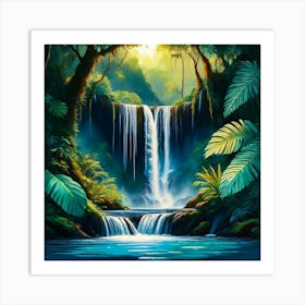 Waterfall In The Jungle Art Print