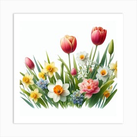 Tulips and Daffodils 1 Art Print