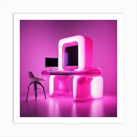 Furniture Design, Tall Computer, Inflatable, Fluorescent Viva Magenta Inside, Transparent, Concept P (1) Art Print