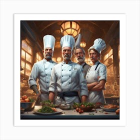 3 Chefs Kitchen Restaurant Art Print