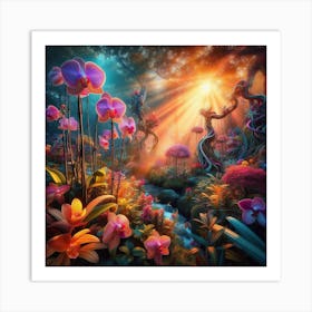 Orchids garden in the forest Art Print