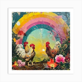 Kitsch Retro Rooster Collage 1 Art Print
