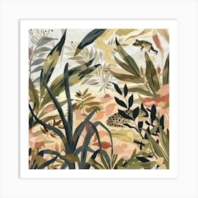 Tropical Frogs Pastel Illustration 1 Art Print