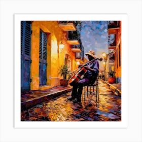 Cellist On The Street Art Print