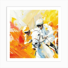 Jockeys Racing Horses Art Print