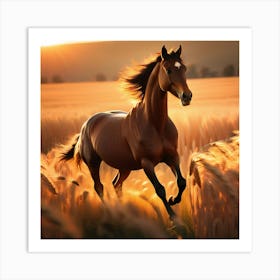 Horse Running In A Field 1 Art Print