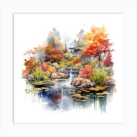 Watercolor Of A Pond 1 Art Print