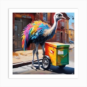 Ostrich With Mail Box Art Print