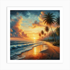 Sunset On The Beach 1 Art Print