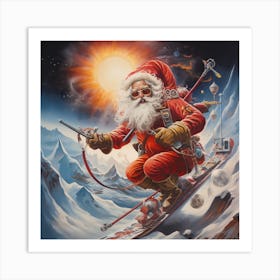 Santa Claus On Skis 1 Art Print