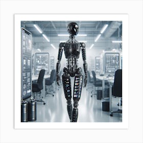 Robot Woman In Office Art Print