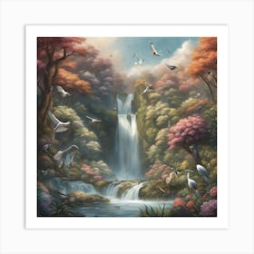 Waterfall In The Forest 2 Art Print