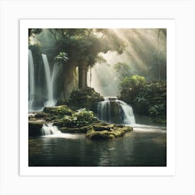 Waterfall In The Jungle Art Print