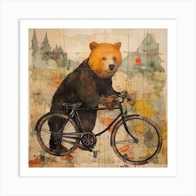 Bear On A Bike 1 Art Print