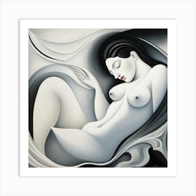Nude Woman grey Art Print