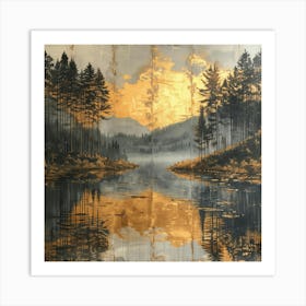 Sunset In The Forest Art Print