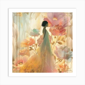 Portrait Of A Woman With Flowers 5 Art Print