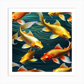 Gold Fish Wallpaper Art Print