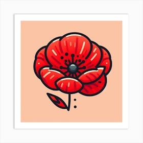 Large red poppy flower, Vector art 1 Art Print