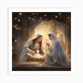 Nativity Scene Christmas Art Print