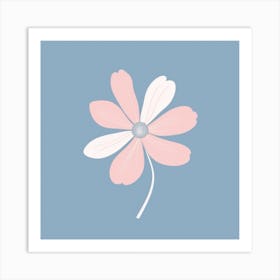 A White And Pink Flower In Minimalist Style Square Composition 48 Art Print