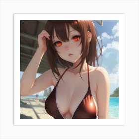 Anime Girl In Bikini Art Print