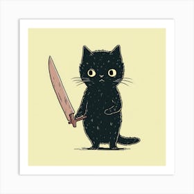 Black Cat With A Sword Art Print