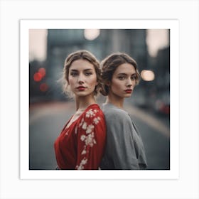 Two Women In A City Art Print