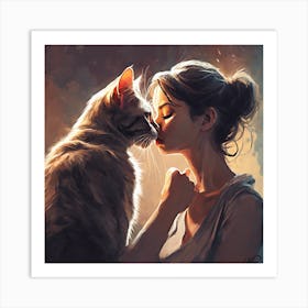 Cat Kiss Art Print Art Print