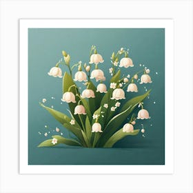 Flowers of Lilies of the valley, Vector art 1 Art Print