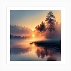 Sunrise By The Lake Art Print