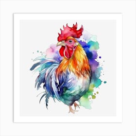 Rooster Watercolor Painting Poster