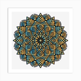 Mandala Art Blue and Orange Gradient Art Print