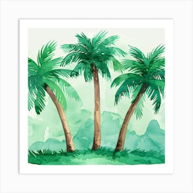 Watercolor Palm Trees Art Print