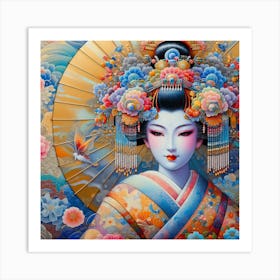 Geisha Creative Illustration Artwork 19 Art Print