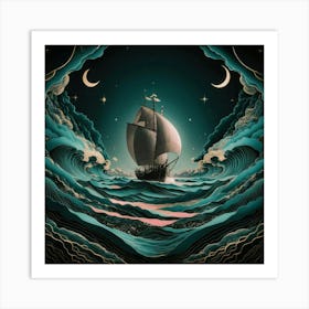 Ship In The Sea Art Print