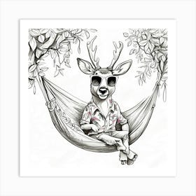 Deer In A Hammock 7 Art Print