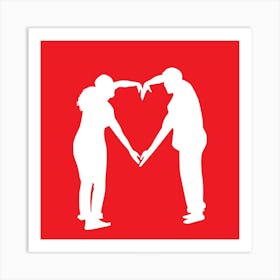 Couple Holding Hands In A Heart Shape Art Print