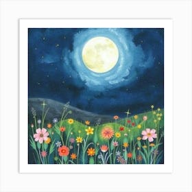 Moonlight In The Meadow Art Print