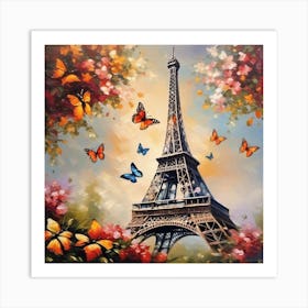 Paris With Butterflies 90 Art Print