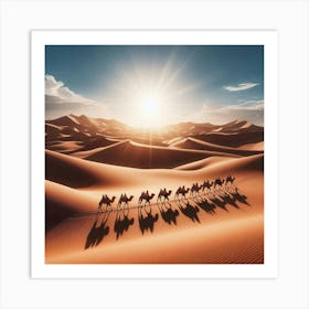 Camels In The Desert 3 Art Print