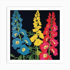 Delphinium 3 Pop Art Illustration Square Poster